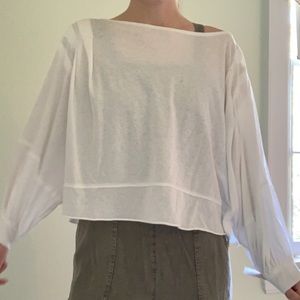 Free People White Flowy Blouse